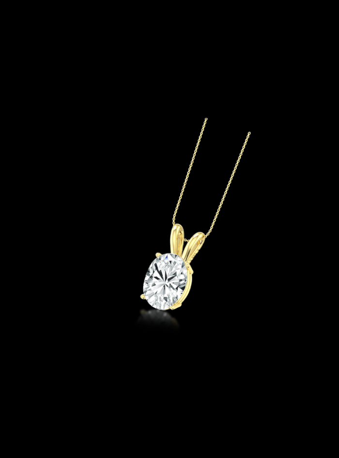 Oval Diamond Solitaire Pendant-4 Prong Basket-1.00 Ct TW - Anvaya Canada-Yellow