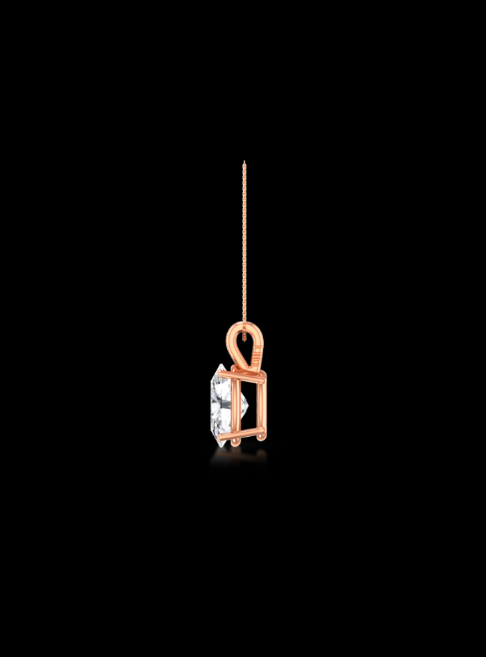 Oval Diamond Solitaire Pendant-4 Prong Basket-1.00 Ct TW - Anvaya Canada-Rose