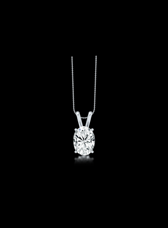 Oval Diamond Solitaire Pendant-4 Prong Basket-1.00 Ct TW - Anvaya Canada-White