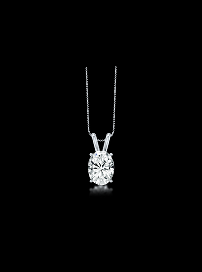 Oval Diamond Solitaire Pendant-4 Prong Basket-1.00 Ct TW - Anvaya Canada-White