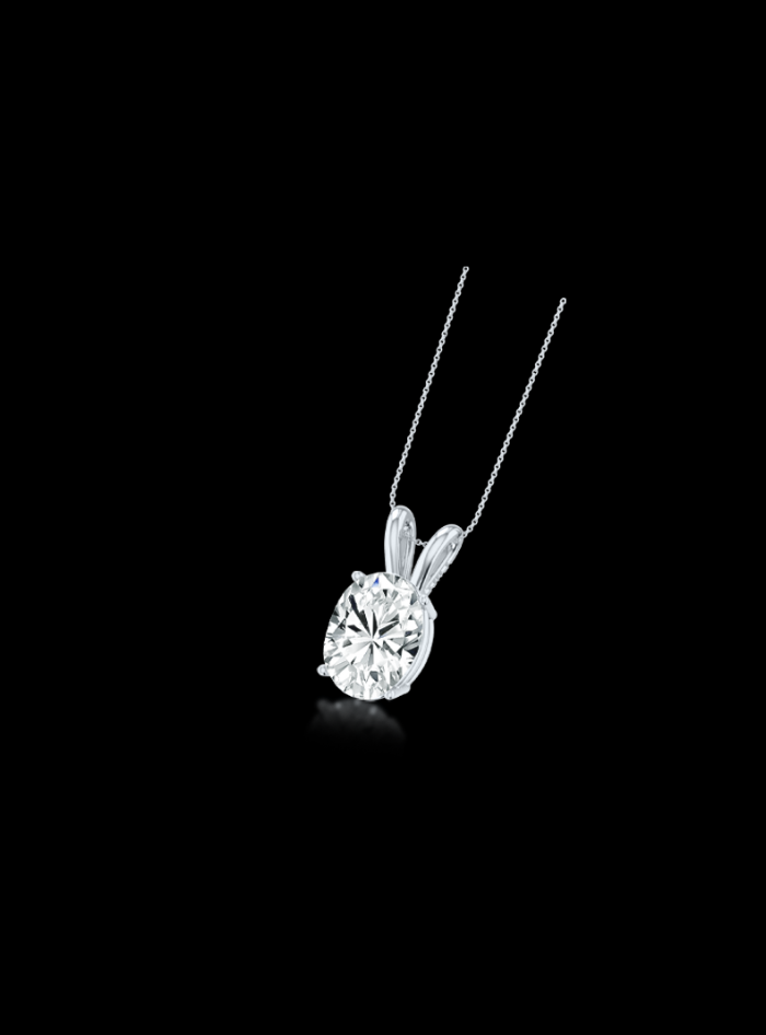 Oval Diamond Solitaire Pendant-4 Prong Basket-1.00 Ct TW - Anvaya Canada-White