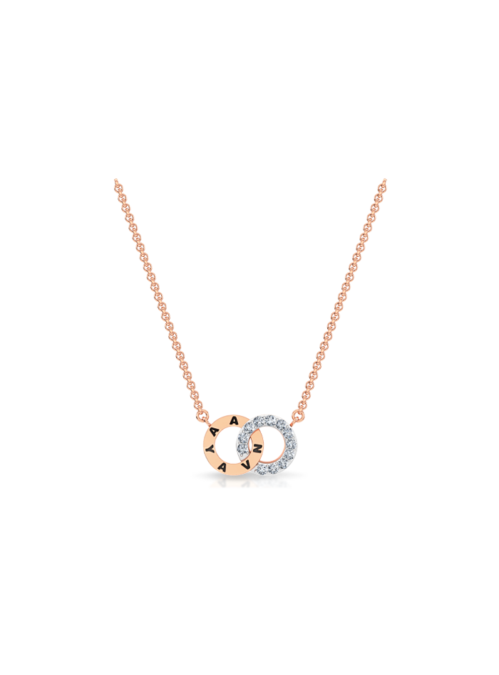 Anvaya Signature Double Circle Pendant-0.15 Ct TW-Rose