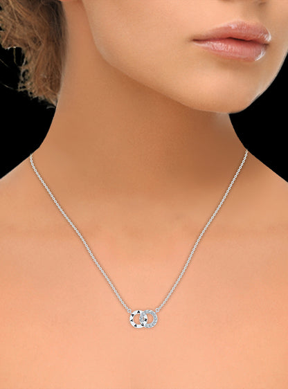 Anvaya Signature Double Circle Pendant-0.15 Ct TW-White