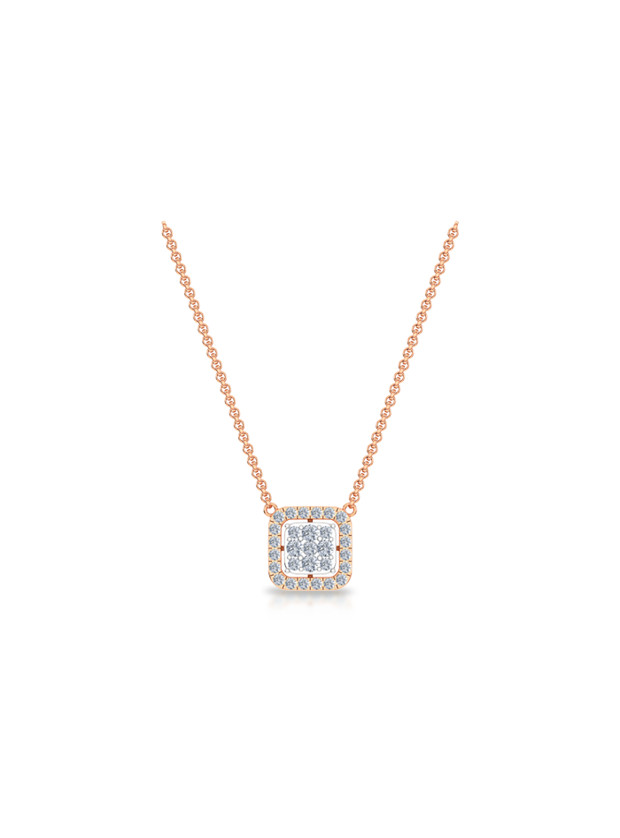 Diamond Square Fashion Pendant-0.50 Ct TW - Anvaya Canada-Rose 