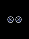Diamond & Enamel Circle Fashion Earrings-0.55 Ct TW Gold 14K White / Lab Grown Diamond / Excellent-FG-VS-White | Anvaya Canada