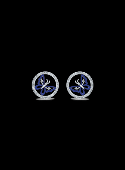 Diamond & Enamel Circle Fashion Earrings-0.55 Ct TW Gold 14K White / Lab Grown Diamond / Excellent-FG-VS-White