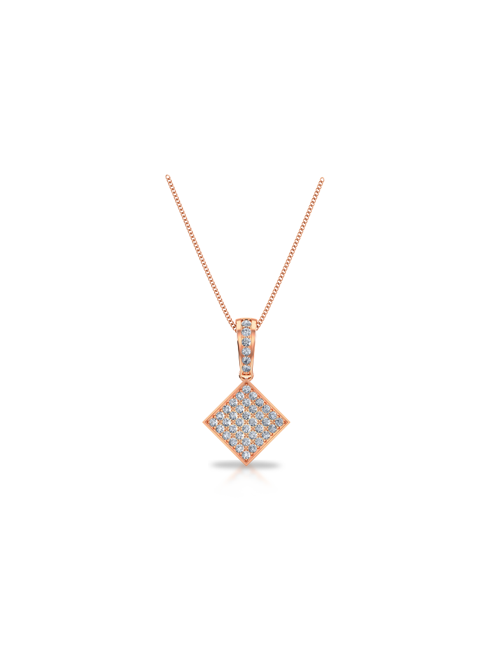 Round Diamond Square Fashion Pendant-0.35 Ct TW - Anvaya Canada-Rose  