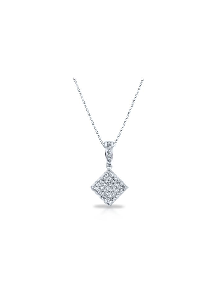 Round Diamond Square Fashion Pendant-0.35 Ct TW - Anvaya Canada-White 