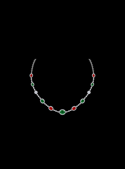 Premium Diamond & Colorstone Necklace - Anvaya Canada-White