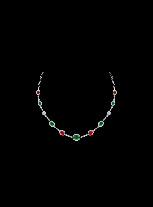 Premium Diamond & Colorstone Necklace - Anvaya Canada-White