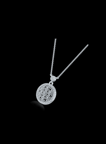 Round Diamond Circle Floral Pendant-0.50 Ct TW - Anvaya Canada-White  