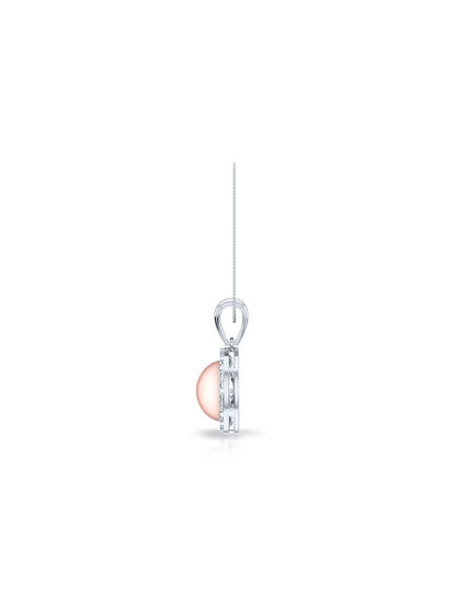 Round Diamond & Pearl Halo Pendant-0.50 Ct TW - Anvaya Canada-White 