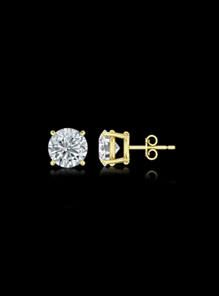 Round Diamond Studs-4 Prong Basket-Push Back-3.00 Ct TW Gold 14K Yellow / Lab Grown Diamond / Excellent-FG-VS-Gold 14K White / Lab Grown Diamond / Excellent-FG-VS-Yellow