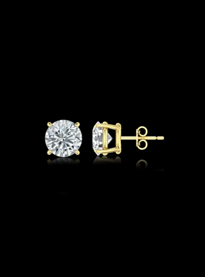 Round Diamond Studs-4 Prong Basket-Push Back-3.00 Ct TW Gold 14K Yellow / Lab Grown Diamond / Excellent-FG-VS-Gold 14K White / Lab Grown Diamond / Excellent-FG-VS-Yellow