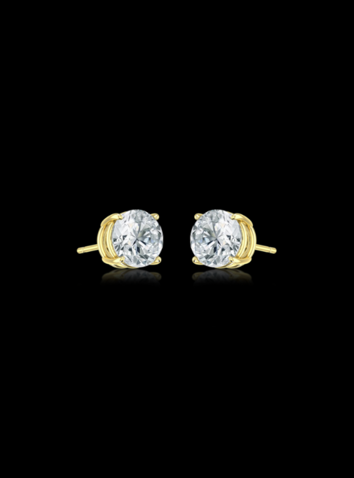 Round Diamond Studs-4 Prong Basket-Push Back-3.00 Ct TW Gold 14K Yellow / Lab Grown Diamond / Excellent-FG-VS-Gold 14K White / Lab Grown Diamond / Excellent-FG-VS-Yellow