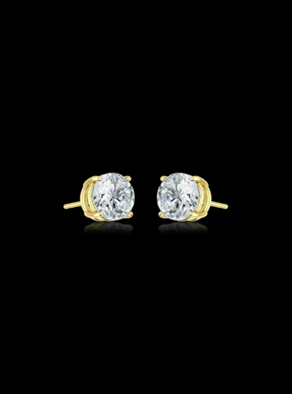 Round Diamond Studs-4 Prong Basket-Push Back-3.00 Ct TW Gold 14K Yellow / Lab Grown Diamond / Excellent-FG-VS-Gold 14K White / Lab Grown Diamond / Excellent-FG-VS-Yellow