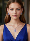 Diamond & Enamel Matching Earring & Neckwear Set-0.70 Ct TW Gold 14K White / Lab Grown Diamond / Excellent-FG-VS-White | Anvaya Canada