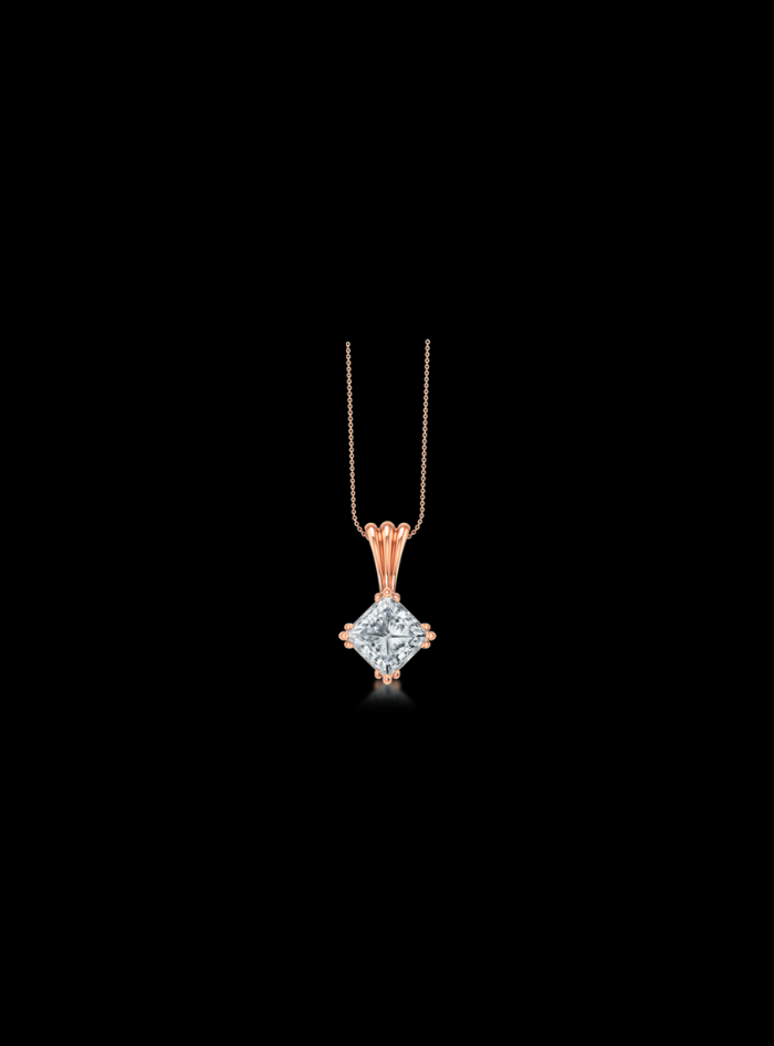 Diamond Solitaire Pendant-12 Prong Basket-0.50 Ct TW - Anvaya Canada-Rose