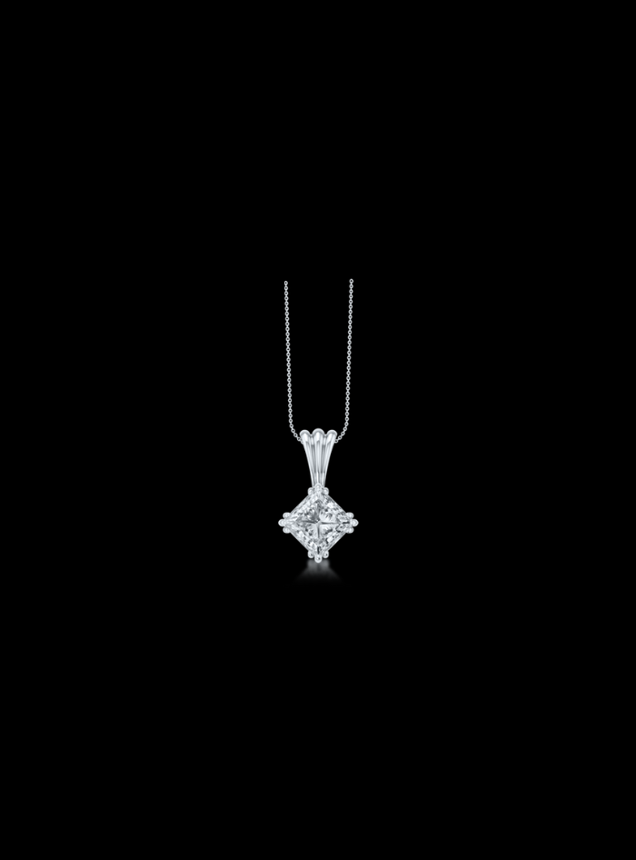 Diamond Solitaire Pendant-12 Prong Basket-0.50 Ct TW - Anvaya Canada-White