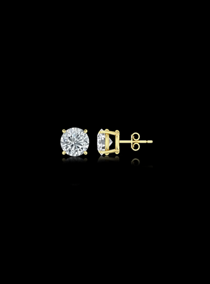 Round Diamond Studs-4 Prong Basket-Push Back-1.00 Ct TW - Anvaya Canada-Yellow