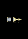 Princess Cut Diamond Studs-4 Prong Basket-Push Back-2.00 Ct TW - Anvaya Canada-Yellow | Anvaya Canada