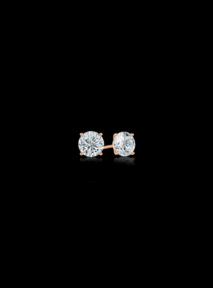 Round Diamond Studs-4 Prong Martini-Push Back-0.50 Ct TW Gold 14K Yellow / Lab Grown Diamond / Excellent-FG-VS-Gold 14K White / Lab Grown Diamond / Excellent-FG-VS-Gold 14K Rose / Lab Grown Diamond / Excellent-FG-VS-Rose