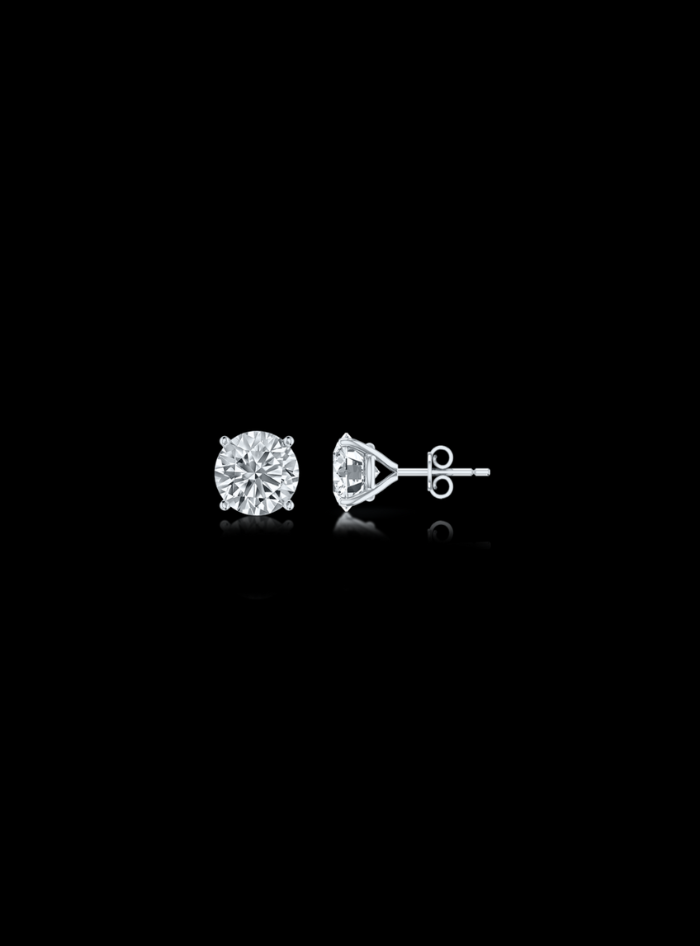 Round Diamond Studs-4 Prong Martini-Push Back-0.50 Ct TW Gold 14K Yellow / Lab Grown Diamond / Excellent-FG-VS-Gold 14K White / Lab Grown Diamond / Excellent-FG-VS-Gold 14K Rose / Lab Grown Diamond / Excellent-FG-VS-White