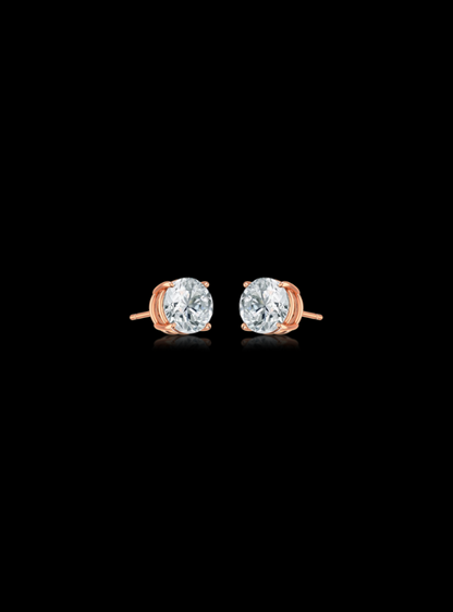 Round Diamond Studs-4 Prong Basket-Push Back-1.00 Ct TW - Anvaya Canada-Rose