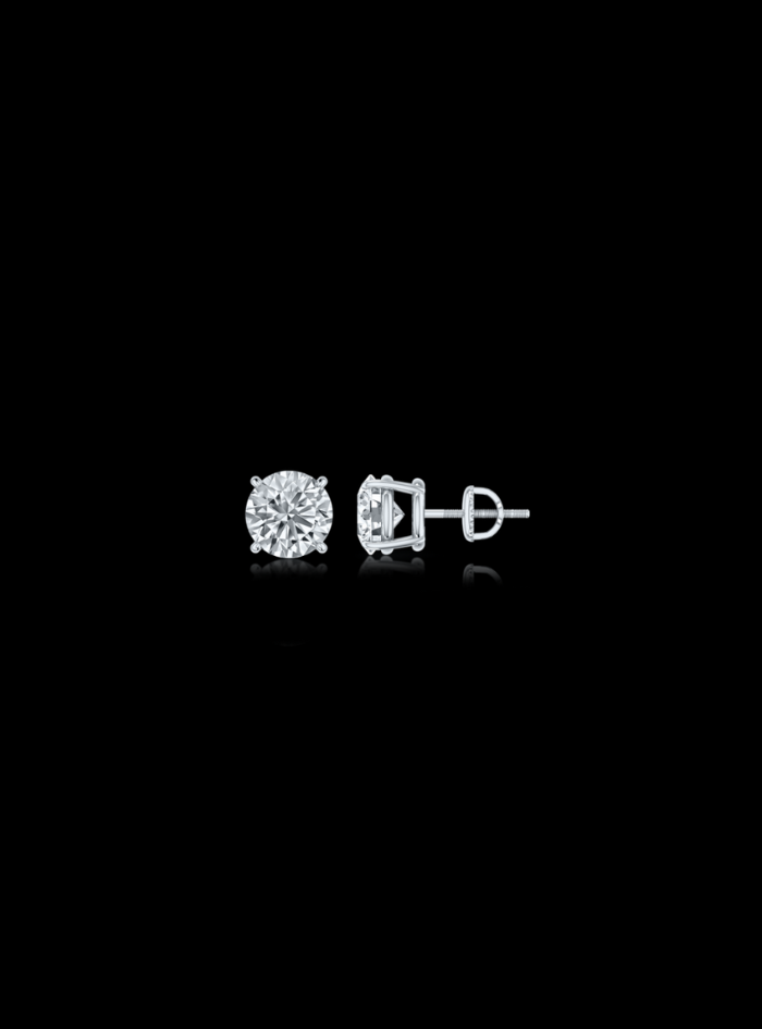 Round Diamond Studs-4 Prong Basket-Thread Back-0.50 Ct TW Gold 14K Yellow / Lab Grown Diamond / Excellent-FG-VS-Gold 14K White / Lab Grown Diamond / Excellent-FG-VS-White