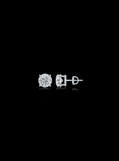 Round Diamond Studs-4 Prong Basket-Thread Back-0.50 Ct TW Gold 14K Yellow / Lab Grown Diamond / Excellent-FG-VS-Gold 14K White / Lab Grown Diamond / Excellent-FG-VS-White