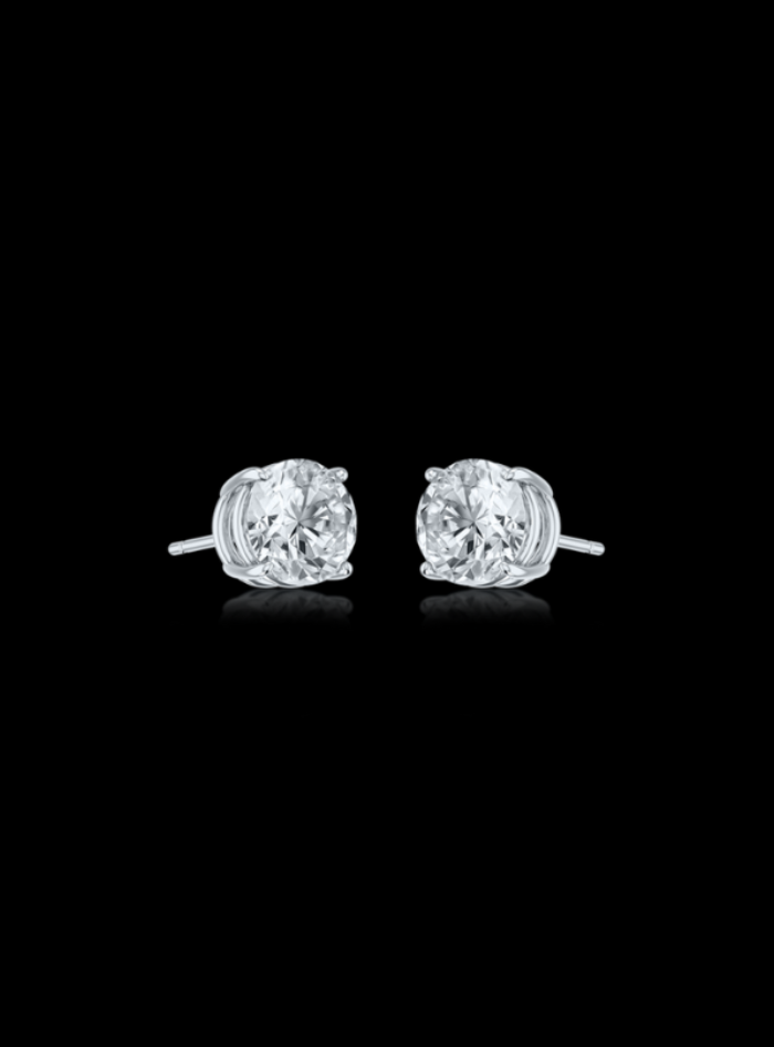 Round Diamond Studs-4 Prong Basket-Push Back-3.00 Ct TW Gold 14K Yellow / Lab Grown Diamond / Excellent-FG-VS-Gold 14K White / Lab Grown Diamond / Excellent-FG-VS-White