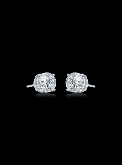 Round Diamond Studs-4 Prong Basket-Push Back-3.00 Ct TW Gold 14K Yellow / Lab Grown Diamond / Excellent-FG-VS-Gold 14K White / Lab Grown Diamond / Excellent-FG-VS-White