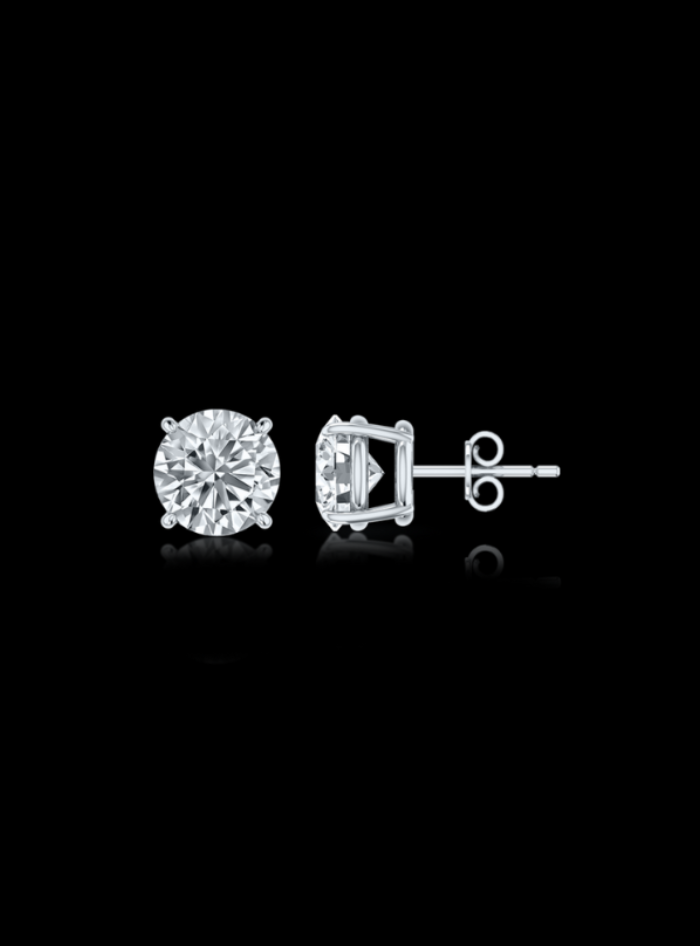Round Diamond Studs-4 Prong Basket-Push Back-3.00 Ct TW Gold 14K Yellow / Lab Grown Diamond / Excellent-FG-VS-Gold 14K White / Lab Grown Diamond / Excellent-FG-VS-White