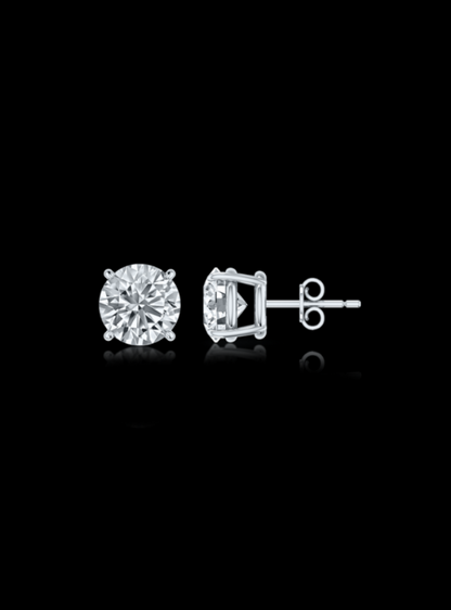 Round Diamond Studs-4 Prong Basket-Push Back-3.00 Ct TW Gold 14K Yellow / Lab Grown Diamond / Excellent-FG-VS-Gold 14K White / Lab Grown Diamond / Excellent-FG-VS-White