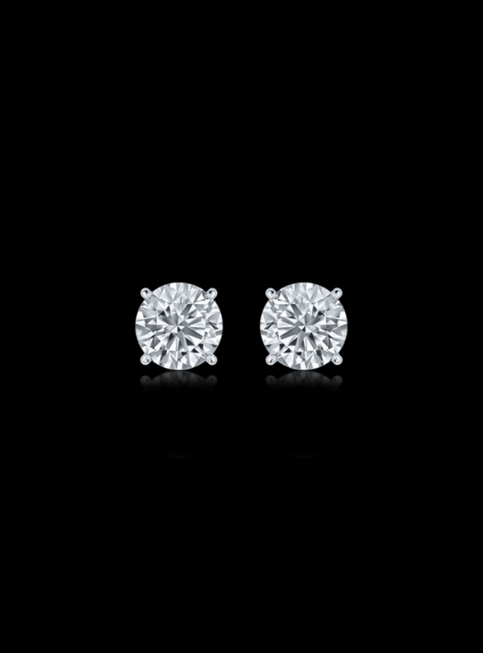 Round Diamond Studs-4 Prong Basket-Push Back-3.00 Ct TW Gold 14K Yellow / Lab Grown Diamond / Excellent-FG-VS-Gold 14K White / Lab Grown Diamond / Excellent-FG-VS-White