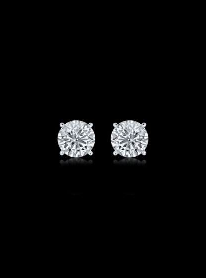 Round Diamond Studs-4 Prong Basket-Push Back-3.00 Ct TW Gold 14K Yellow / Lab Grown Diamond / Excellent-FG-VS-Gold 14K White / Lab Grown Diamond / Excellent-FG-VS-White