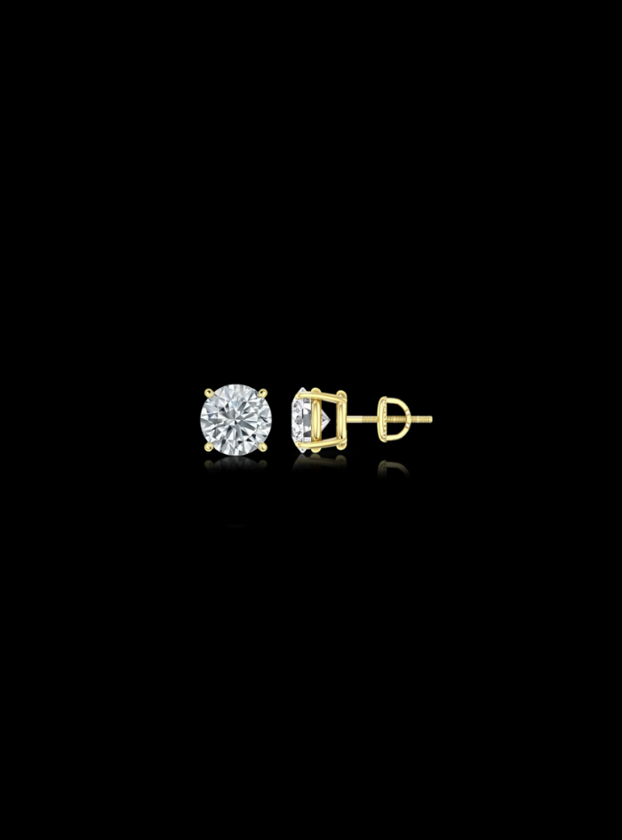 Round Diamond Studs-4 Prong Basket-Thread Back-0.50 Ct TW Gold 14K Yellow / Lab Grown Diamond / Excellent-FG-VS-Gold 14K White / Lab Grown Diamond / Excellent-FG-VS-Yellow