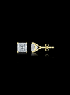 Princess Cut Diamond Studs-4 Prong Martini-Push Back Back-2.00 Ct TW - Anvaya Canada-Yellow | Anvaya Canada