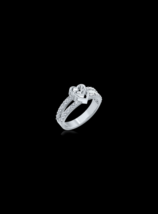 Valentine Double Heart Split Shank Ring-0.60 Ct TW - Anvaya Canada 