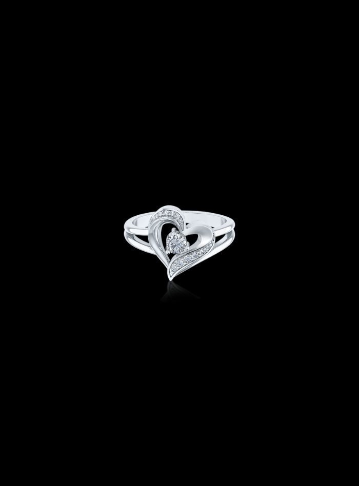 Valentine Heart Split Shank Ring-0.20 Ct TW - Anvaya Canada-White