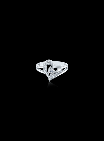 Valentine Heart Split Shank Ring-0.20 Ct TW - Anvaya Canada-White