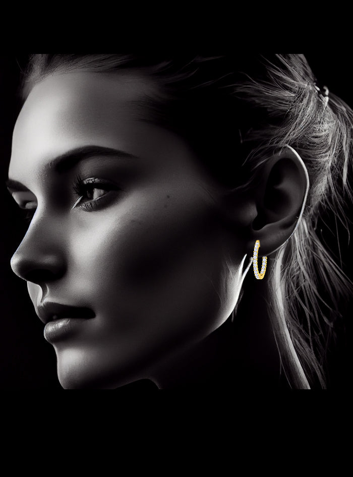 Inside Out Round Diamond Hoop Earring-1.00 Ct TW-Yellow