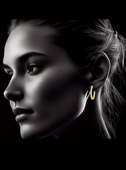 Inside Out Round Diamond Hoop Earring-1.00 Ct TW-Yellow