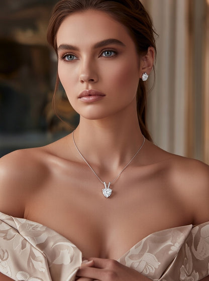 Heart Shape Diamond Solitaire Pendant-4 Prong Basket-0.50 Ct TW - Anvaya Canada-White