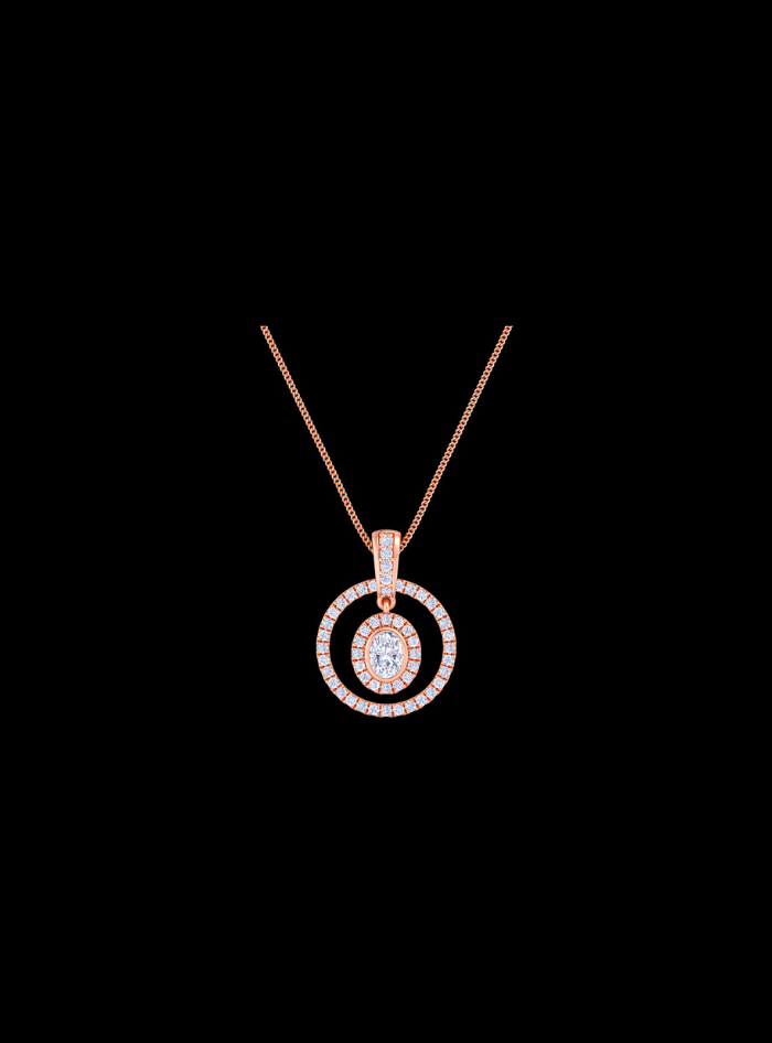 Diamond Circle Pendant-Round & Oval Diamond - Anvaya Canada-Rose