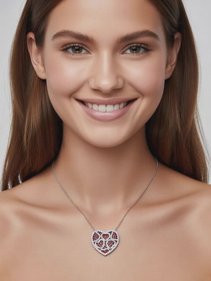 Diamond & Ruby Heart Pendant-1.80 Ct TW - Anvaya Canada-White