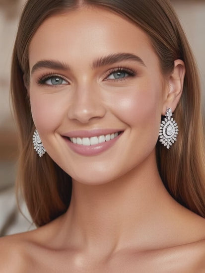 Diamond Chandelier Fashion Earrings-1.90 Ct TW Gold 14K White / Lab Grown Diamond / Excellent-FG-VS-White