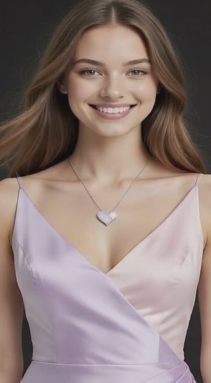 Diamond & Enamel Heart Pendant-0.60 Ct TW-Anvaya Canada-White