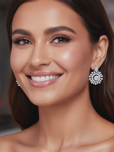 Diamond Sparkle Fashion Earrings-2.00 Ct TW Gold 14K White / Lab Grown Diamond / Excellent-FG-VS-White