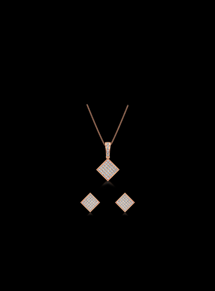 Diamond Fashion Matching Earrings & Neckwear Set-1.00 Ct TW-Rose